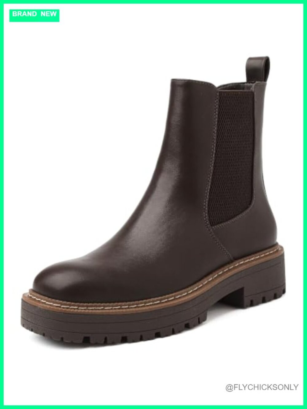 Chelsea Ankle Boots Square Toe Chunky Slip-On Lug Sole Faux Leather Women's
